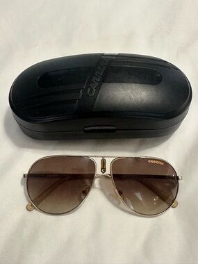 Carrera Gold Frame Brown Gradient Lens Aviator Sunglasses